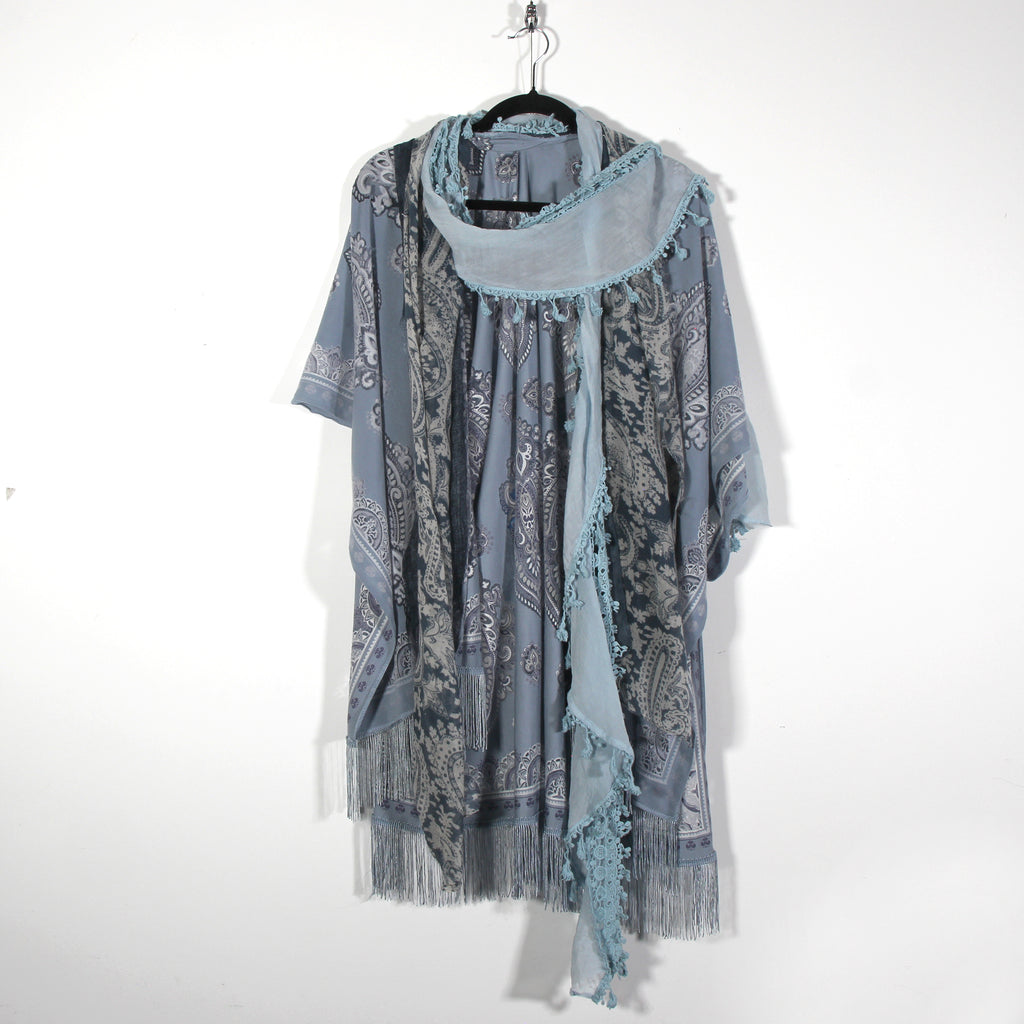 Boho one size throw with 2 added sewn scarves