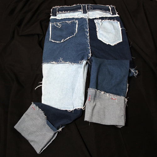 Denim Patch Jeans with crotched Flower