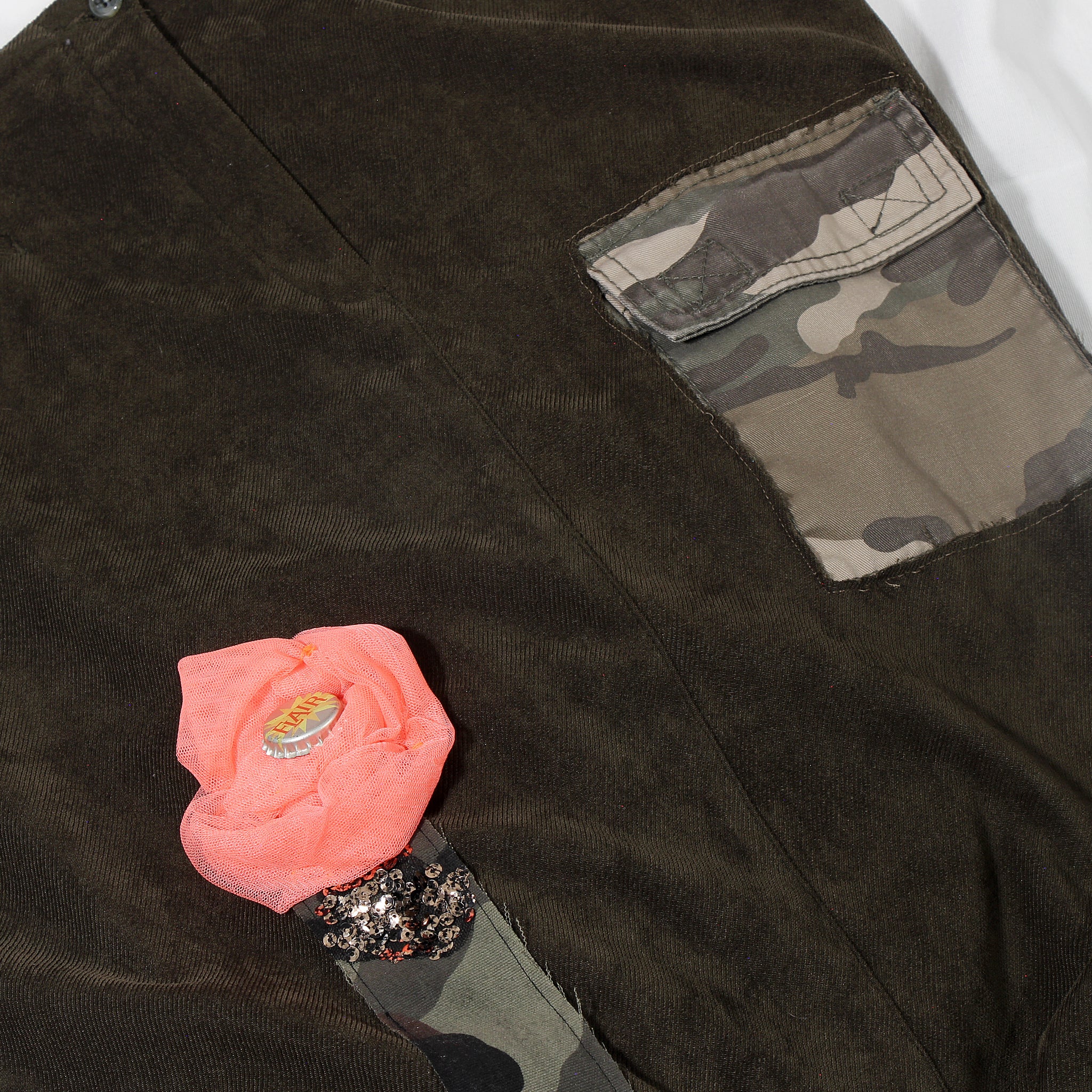 Up Cycle Forest Green Corduroy Long Skirt