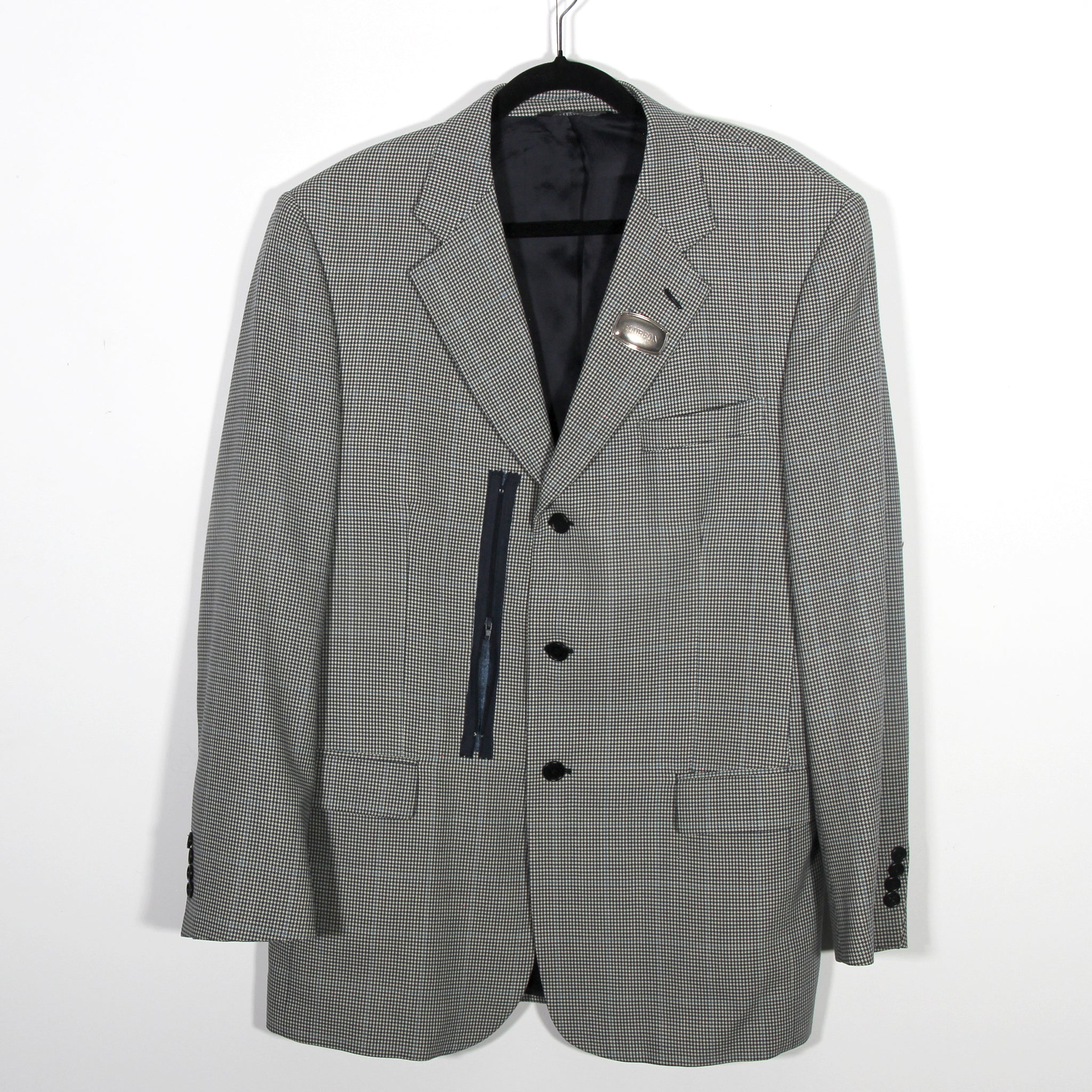 Navy Houndstooth Jacket Upcyled