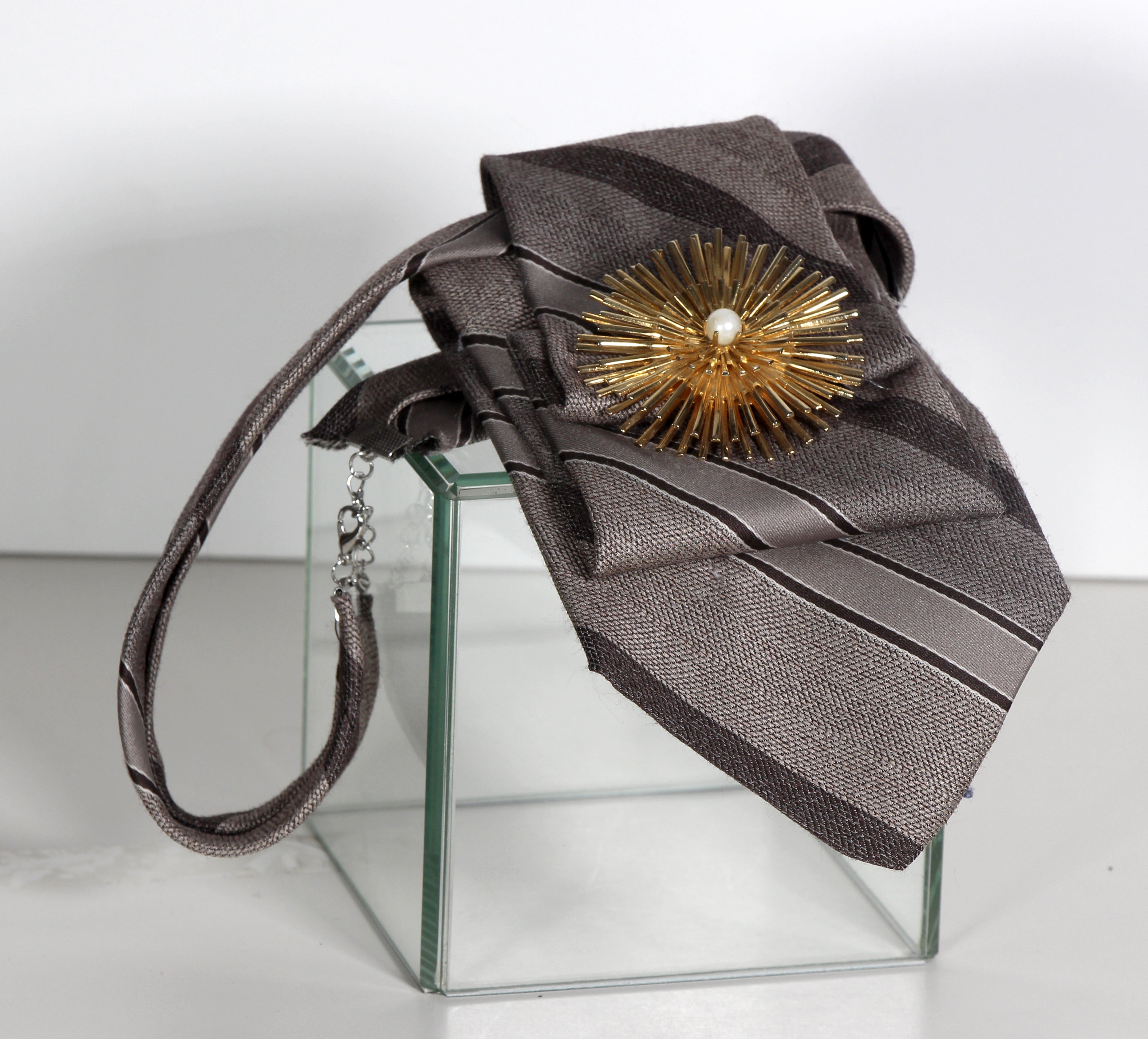 Up Cycled Men's Tie with Vintage Broach